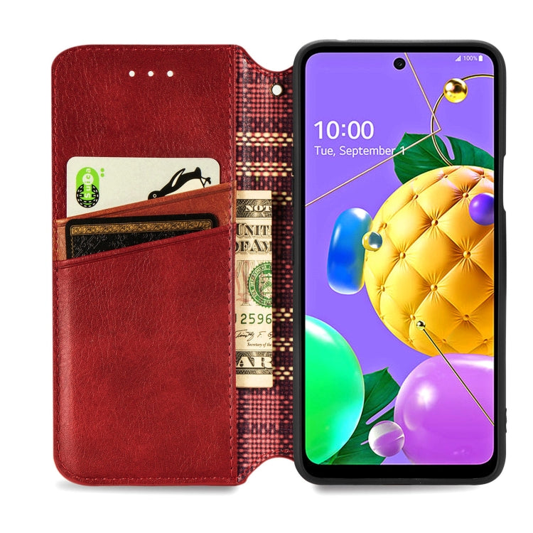 For LG K52 Cubic Grid Pressed Horizontal Flip Magnetic PU Leather Case with Holder & Card Slots & Wallet