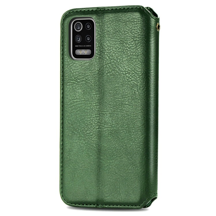 For LG K52 Cubic Grid Pressed Horizontal Flip Magnetic PU Leather Case with Holder & Card Slots & Wallet