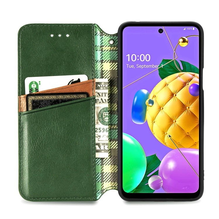 For LG K52 Cubic Grid Pressed Horizontal Flip Magnetic PU Leather Case with Holder & Card Slots & Wallet