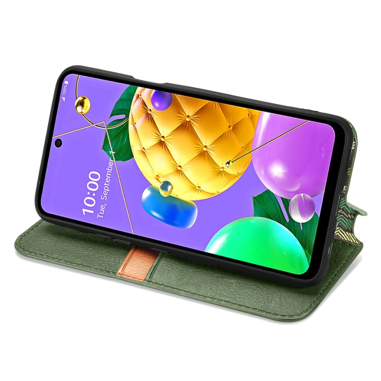 For LG K52 Cubic Grid Pressed Horizontal Flip Magnetic PU Leather Case with Holder & Card Slots & Wallet