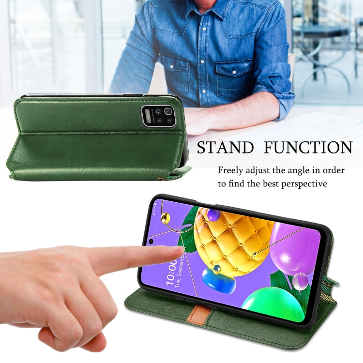 For LG K52 Cubic Grid Pressed Horizontal Flip Magnetic PU Leather Case with Holder & Card Slots & Wallet