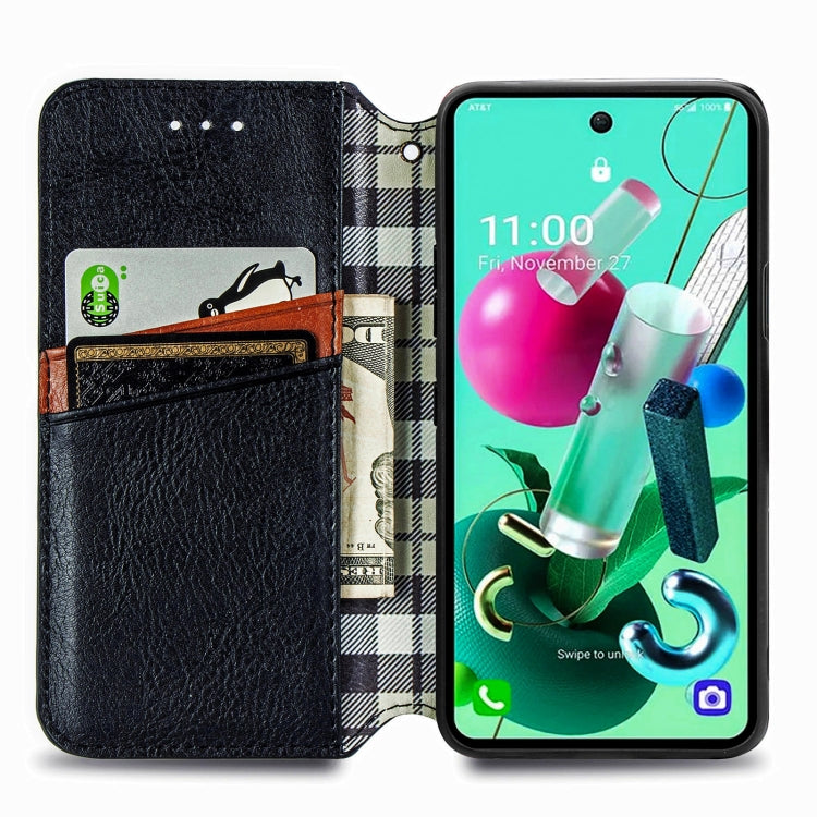 For LG K92 5G Cubic Grid Pressed Horizontal Flip Magnetic PU Leather Case with Holder & Card Slots & Wallet