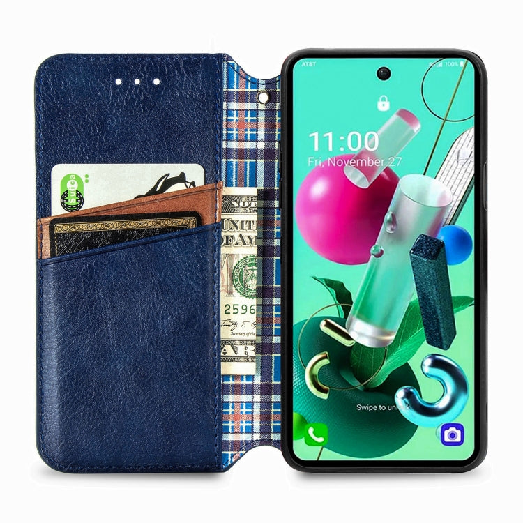 For LG K92 5G Cubic Grid Pressed Horizontal Flip Magnetic PU Leather Case with Holder & Card Slots & Wallet