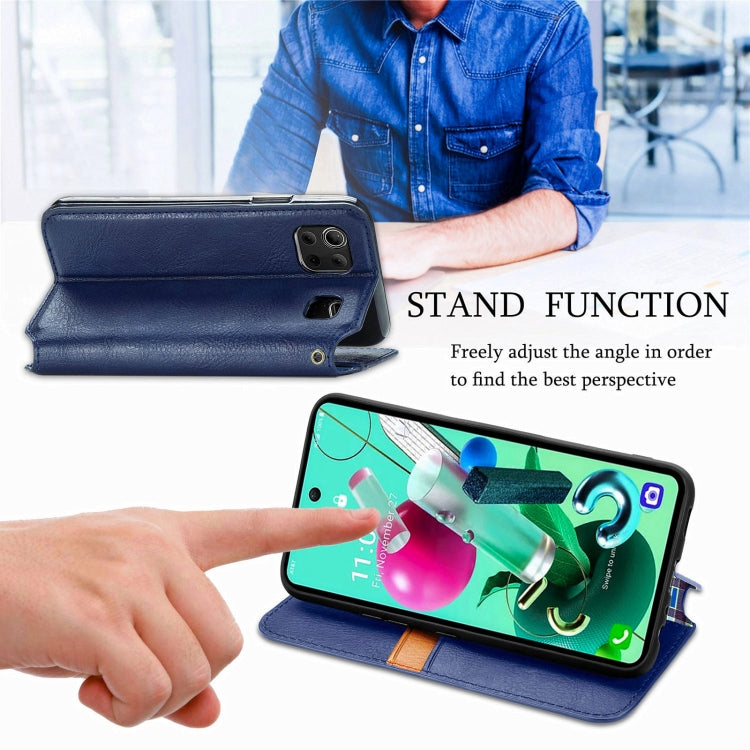 For LG K92 5G Cubic Grid Pressed Horizontal Flip Magnetic PU Leather Case with Holder & Card Slots & Wallet