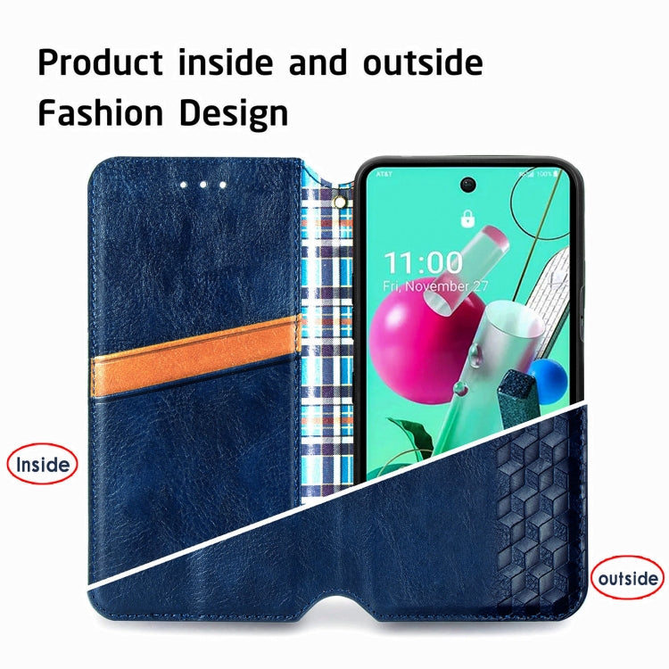 For LG K92 5G Cubic Grid Pressed Horizontal Flip Magnetic PU Leather Case with Holder & Card Slots & Wallet