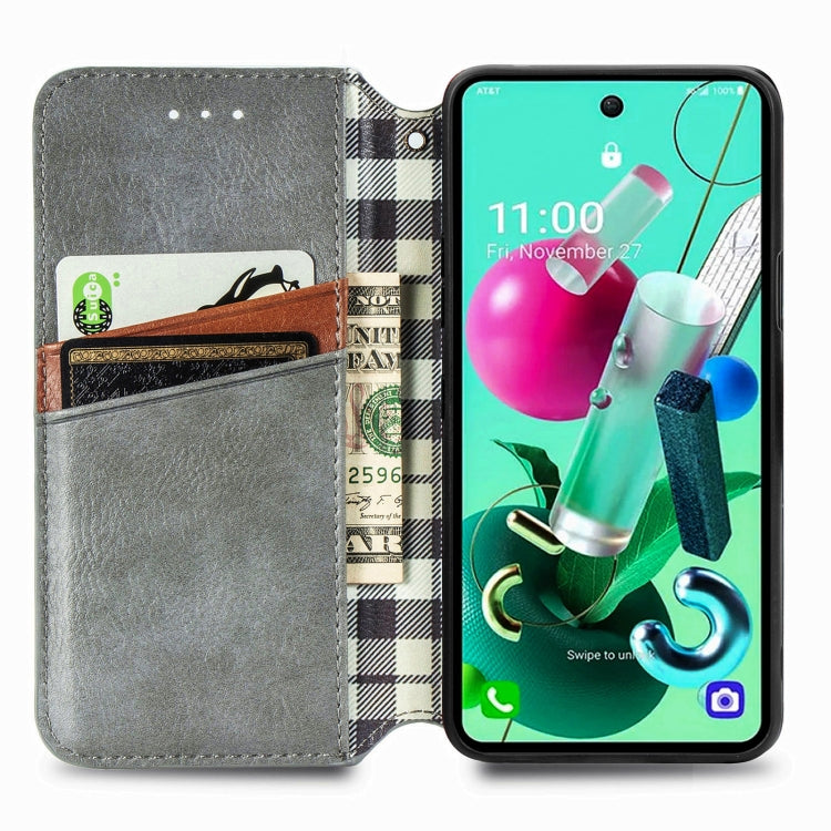 For LG K92 5G Cubic Grid Pressed Horizontal Flip Magnetic PU Leather Case with Holder & Card Slots & Wallet