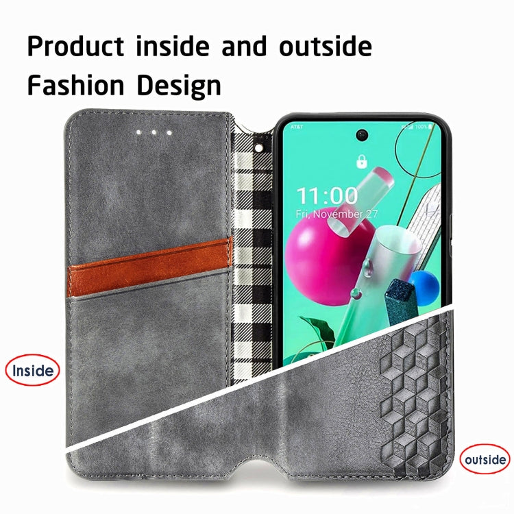 For LG K92 5G Cubic Grid Pressed Horizontal Flip Magnetic PU Leather Case with Holder & Card Slots & Wallet