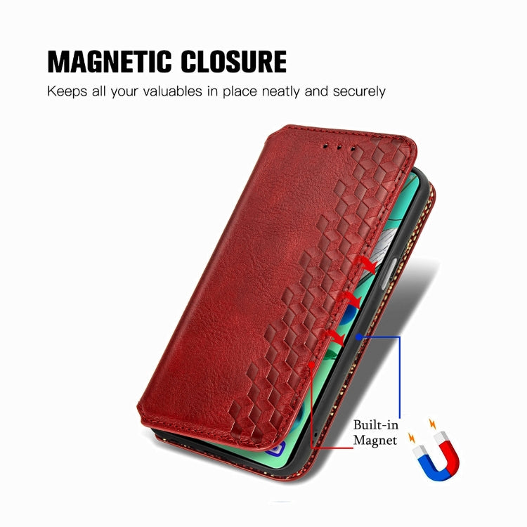 For LG K92 5G Cubic Grid Pressed Horizontal Flip Magnetic PU Leather Case with Holder & Card Slots & Wallet