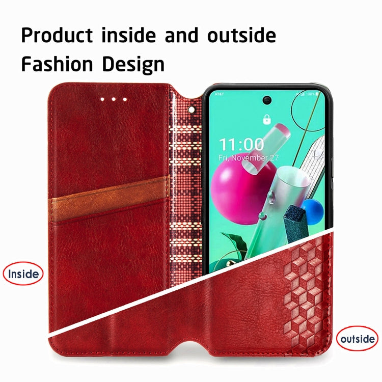 For LG K92 5G Cubic Grid Pressed Horizontal Flip Magnetic PU Leather Case with Holder & Card Slots & Wallet