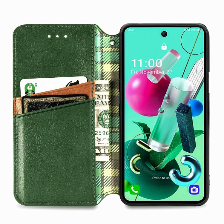 For LG K92 5G Cubic Grid Pressed Horizontal Flip Magnetic PU Leather Case with Holder & Card Slots & Wallet
