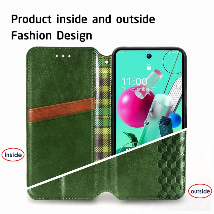 For LG K92 5G Cubic Grid Pressed Horizontal Flip Magnetic PU Leather Case with Holder & Card Slots & Wallet