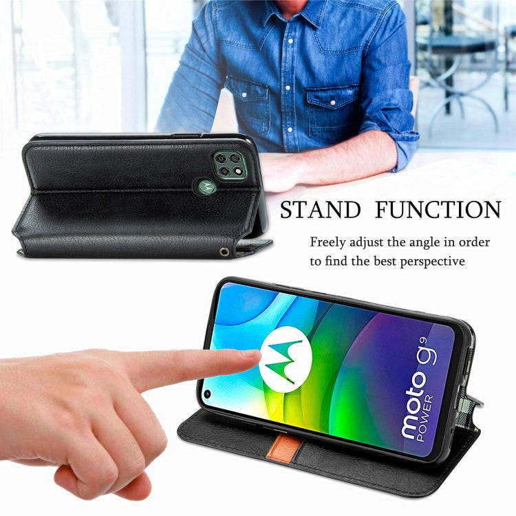 For Motorola G9 power Cubic Grid Pressed Horizontal Flip Magnetic PU Leather Case with Holder & Card Slots & Wallet
