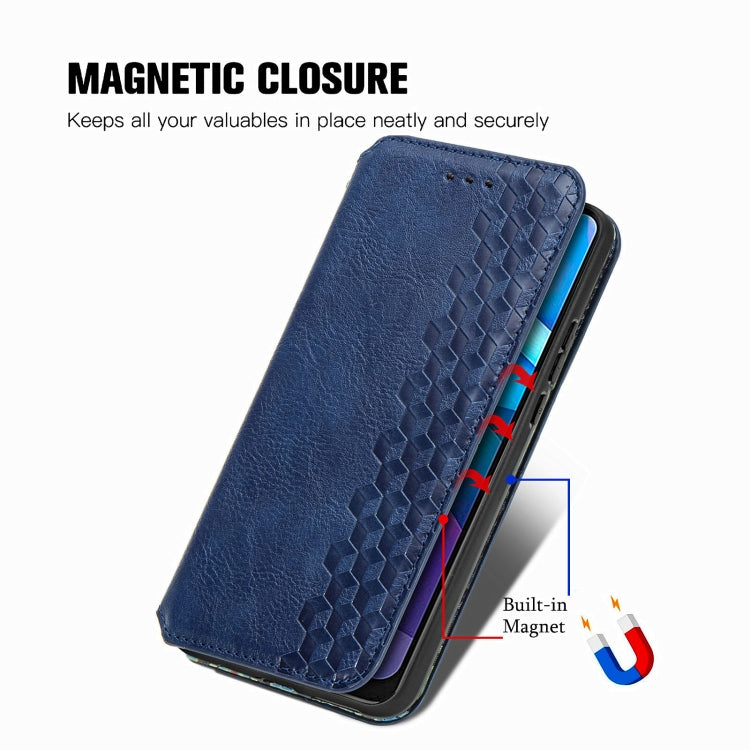 For Motorola G9 power Cubic Grid Pressed Horizontal Flip Magnetic PU Leather Case with Holder & Card Slots & Wallet