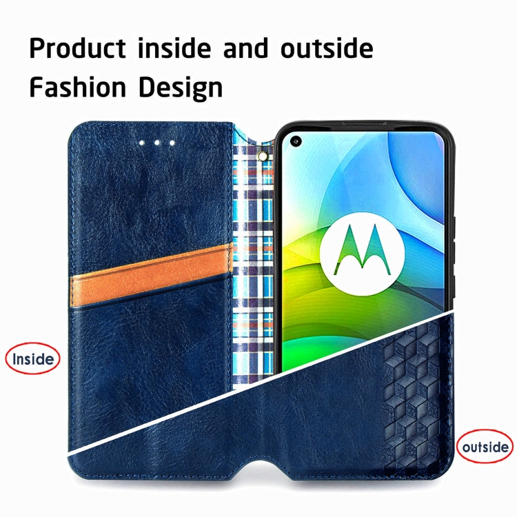 For Motorola G9 power Cubic Grid Pressed Horizontal Flip Magnetic PU Leather Case with Holder & Card Slots & Wallet