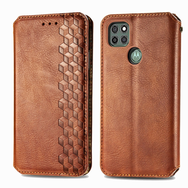 For Motorola G9 power Cubic Grid Pressed Horizontal Flip Magnetic PU Leather Case with Holder & Card Slots & Wallet