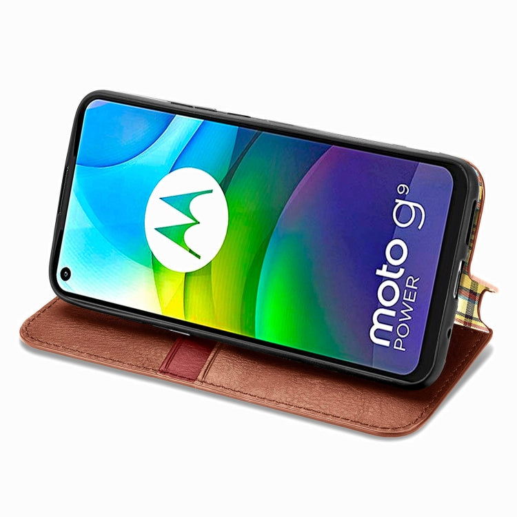 For Motorola G9 power Cubic Grid Pressed Horizontal Flip Magnetic PU Leather Case with Holder & Card Slots & Wallet