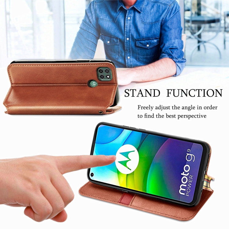 For Motorola G9 power Cubic Grid Pressed Horizontal Flip Magnetic PU Leather Case with Holder & Card Slots & Wallet