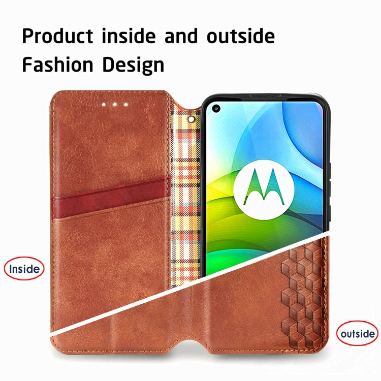 For Motorola G9 power Cubic Grid Pressed Horizontal Flip Magnetic PU Leather Case with Holder & Card Slots & Wallet