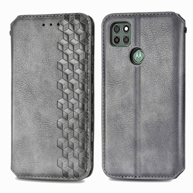 For Motorola G9 power Cubic Grid Pressed Horizontal Flip Magnetic PU Leather Case with Holder & Card Slots & Wallet