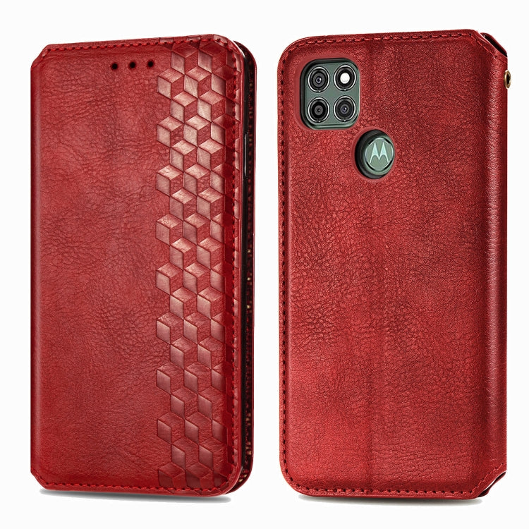 For Motorola G9 power Cubic Grid Pressed Horizontal Flip Magnetic PU Leather Case with Holder & Card Slots & Wallet