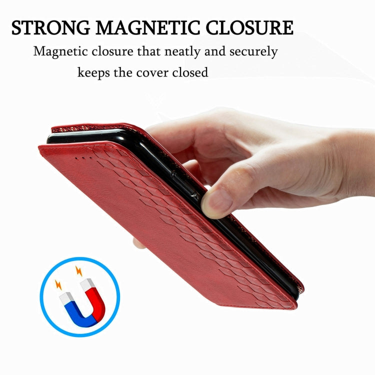 For Motorola G9 power Cubic Grid Pressed Horizontal Flip Magnetic PU Leather Case with Holder & Card Slots & Wallet
