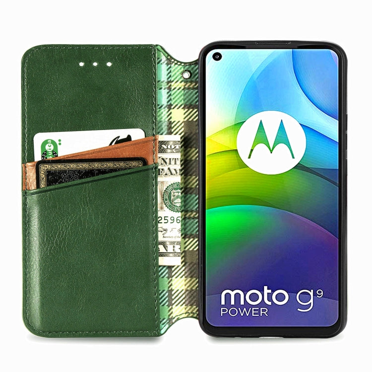 For Motorola G9 power Cubic Grid Pressed Horizontal Flip Magnetic PU Leather Case with Holder & Card Slots & Wallet