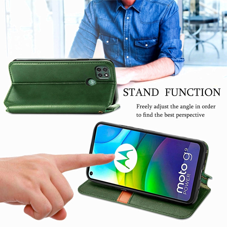 For Motorola G9 power Cubic Grid Pressed Horizontal Flip Magnetic PU Leather Case with Holder & Card Slots & Wallet
