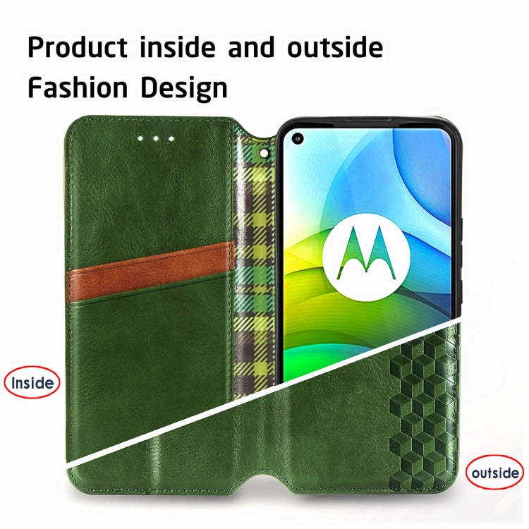 For Motorola G9 power Cubic Grid Pressed Horizontal Flip Magnetic PU Leather Case with Holder & Card Slots & Wallet