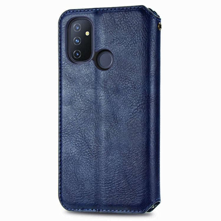 For One Plus Nord N100 Cubic Grid Pressed Horizontal Flip Magnetic PU Leather Case with Holder & Card Slots & Wallet