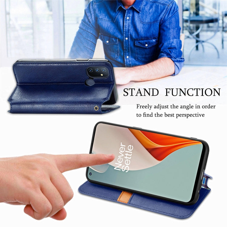 For One Plus Nord N100 Cubic Grid Pressed Horizontal Flip Magnetic PU Leather Case with Holder & Card Slots & Wallet