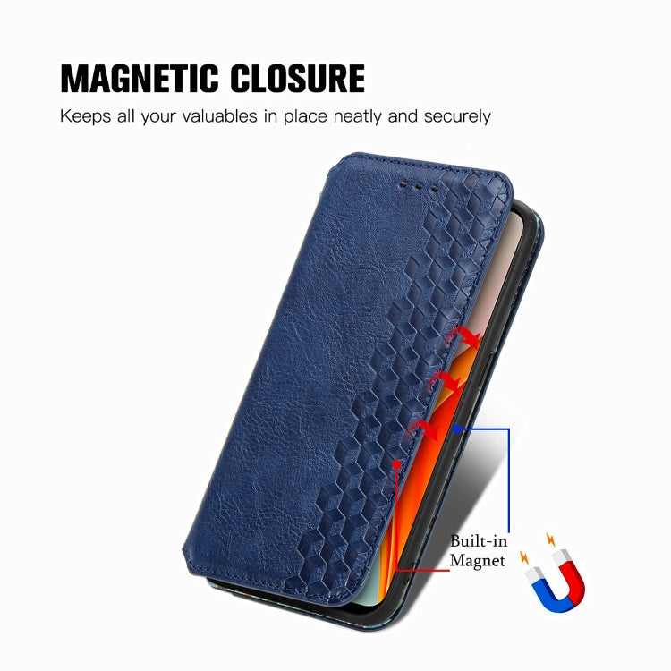 For One Plus Nord N100 Cubic Grid Pressed Horizontal Flip Magnetic PU Leather Case with Holder & Card Slots & Wallet