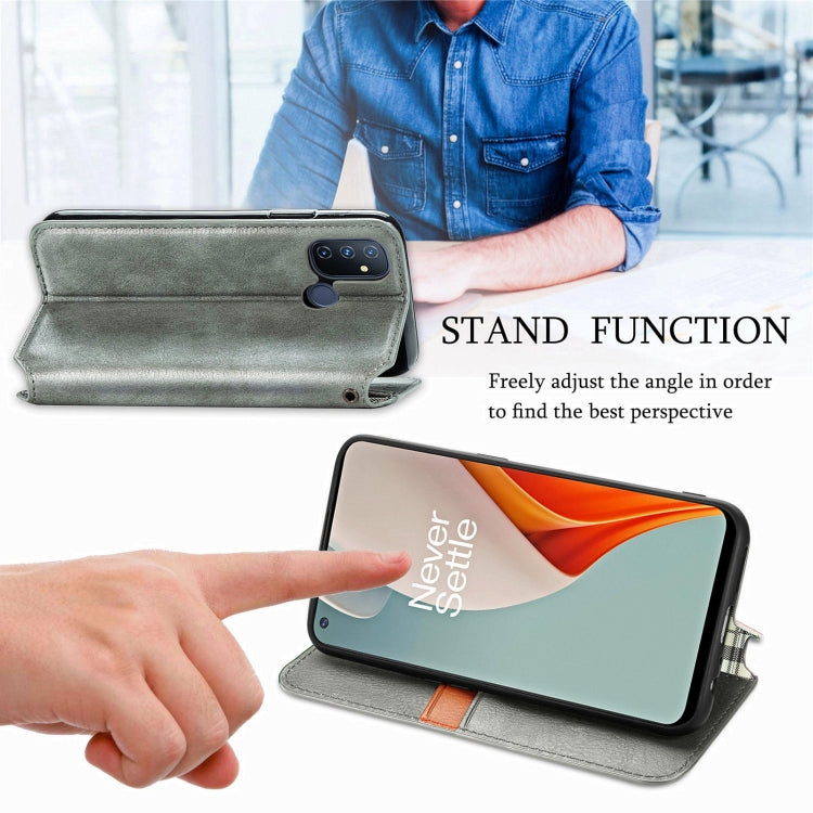 For One Plus Nord N100 Cubic Grid Pressed Horizontal Flip Magnetic PU Leather Case with Holder & Card Slots & Wallet