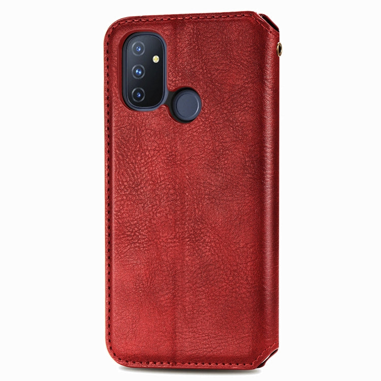 For One Plus Nord N100 Cubic Grid Pressed Horizontal Flip Magnetic PU Leather Case with Holder & Card Slots & Wallet