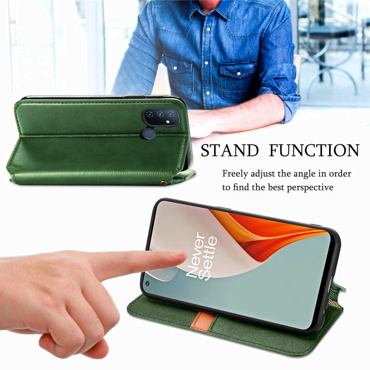 For One Plus Nord N100 Cubic Grid Pressed Horizontal Flip Magnetic PU Leather Case with Holder & Card Slots & Wallet