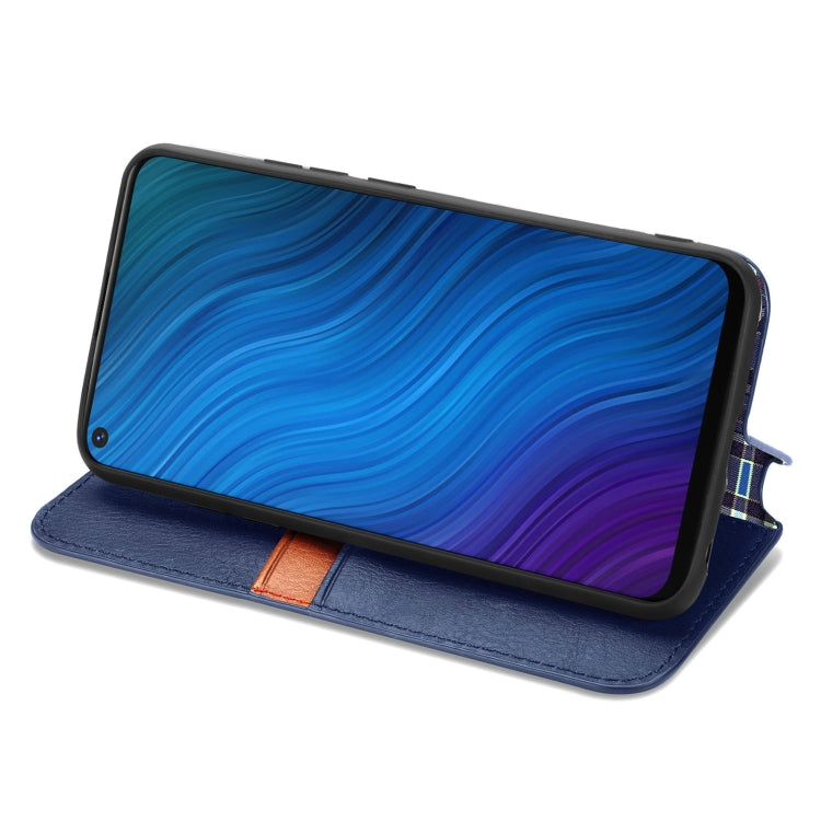 For vivo Y50 Cubic Grid Pressed Horizontal Flip Magnetic PU Leather Case with Holder & Card Slots & Wallet