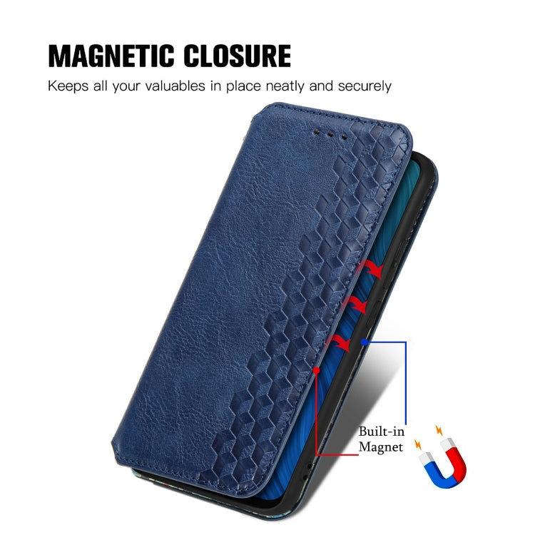 For vivo Y50 Cubic Grid Pressed Horizontal Flip Magnetic PU Leather Case with Holder & Card Slots & Wallet