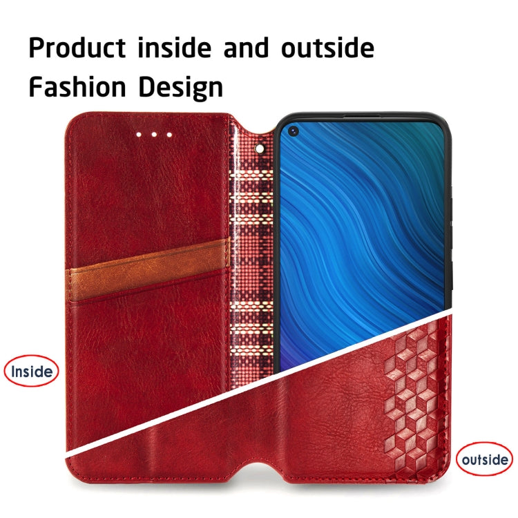 For vivo Y50 Cubic Grid Pressed Horizontal Flip Magnetic PU Leather Case with Holder & Card Slots & Wallet