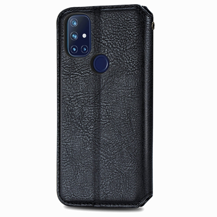 For OnePlus N10 Cubic Grid Pressed Horizontal Flip Magnetic PU Leather Case with Holder & Card Slots & Wallet