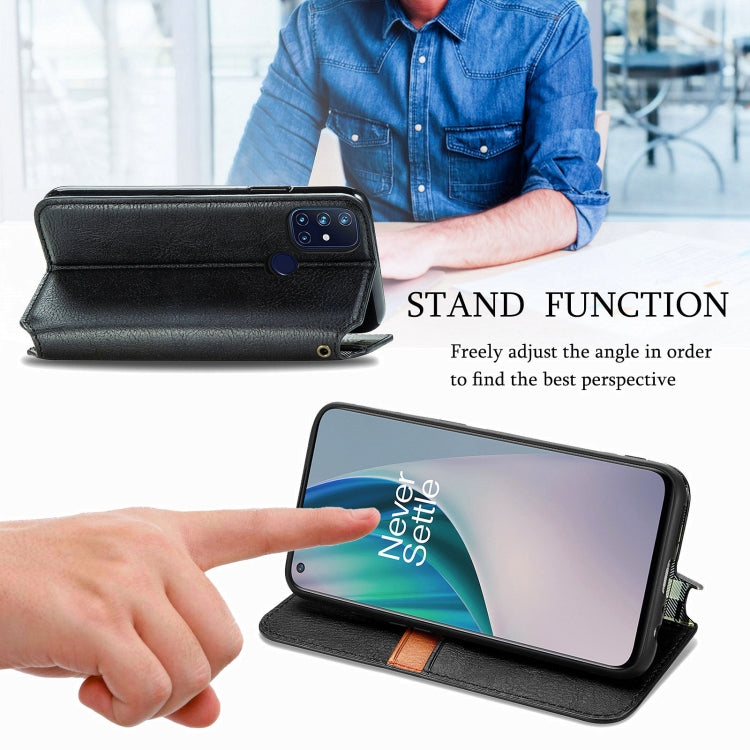 For OnePlus N10 Cubic Grid Pressed Horizontal Flip Magnetic PU Leather Case with Holder & Card Slots & Wallet