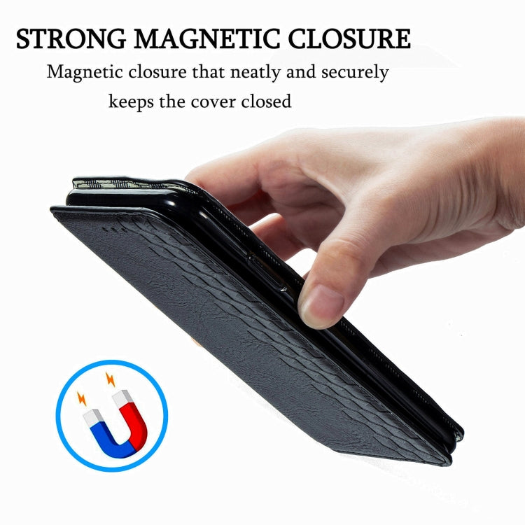 For OnePlus N10 Cubic Grid Pressed Horizontal Flip Magnetic PU Leather Case with Holder & Card Slots & Wallet