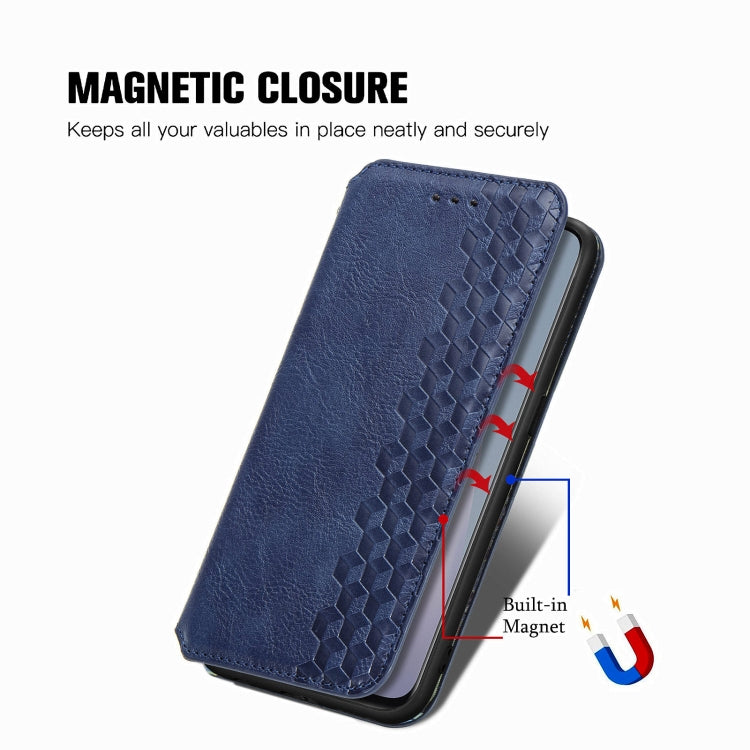 For OnePlus N10 Cubic Grid Pressed Horizontal Flip Magnetic PU Leather Case with Holder & Card Slots & Wallet