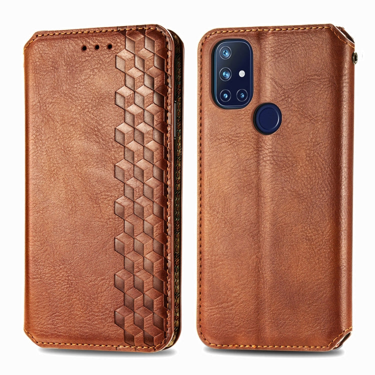 For OnePlus N10 Cubic Grid Pressed Horizontal Flip Magnetic PU Leather Case with Holder & Card Slots & Wallet