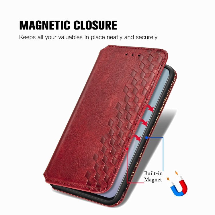 For OnePlus N10 Cubic Grid Pressed Horizontal Flip Magnetic PU Leather Case with Holder & Card Slots & Wallet