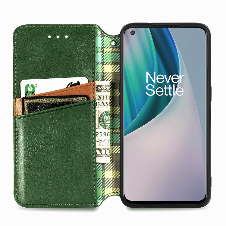 For OnePlus N10 Cubic Grid Pressed Horizontal Flip Magnetic PU Leather Case with Holder & Card Slots & Wallet