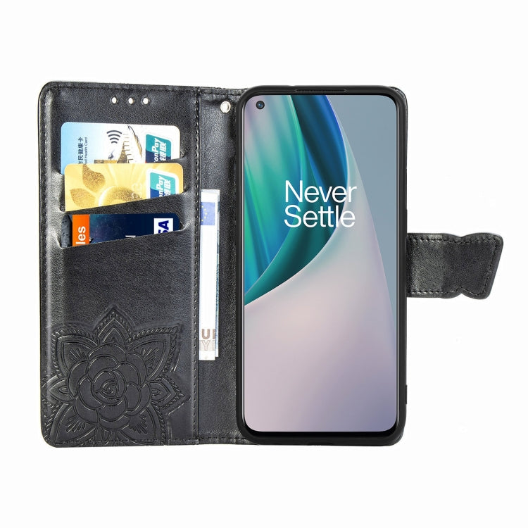 For OnePlus Nord N10 5G Butterfly Love Flower Embossed Horizontal Flip Leather Case with Bracket / Card Slot / Wallet / Lanyard