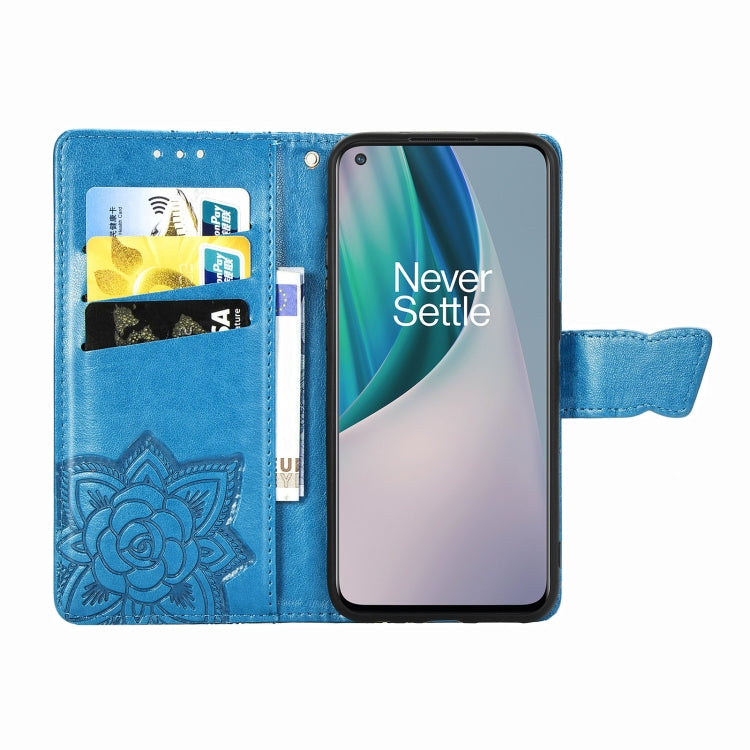 For OnePlus Nord N10 5G Butterfly Love Flower Embossed Horizontal Flip Leather Case with Bracket / Card Slot / Wallet / Lanyard