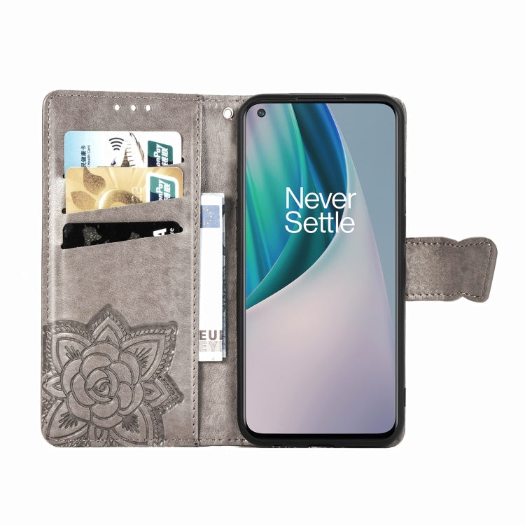 For OnePlus Nord N10 5G Butterfly Love Flower Embossed Horizontal Flip Leather Case with Bracket / Card Slot / Wallet / Lanyard
