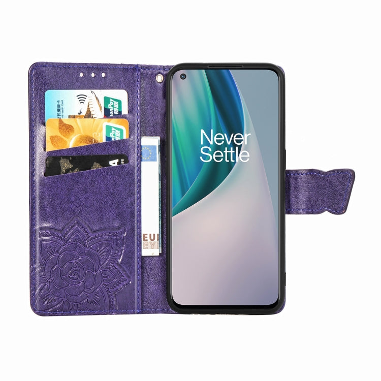 For OnePlus Nord N10 5G Butterfly Love Flower Embossed Horizontal Flip Leather Case with Bracket / Card Slot / Wallet / Lanyard