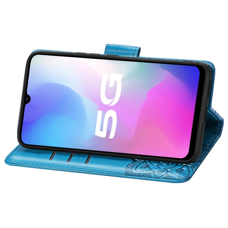 For vivo Y73s Butterfly Love Flower Embossed Horizontal Flip Leather Case with Bracket / Card Slot / Wallet / Lanyard