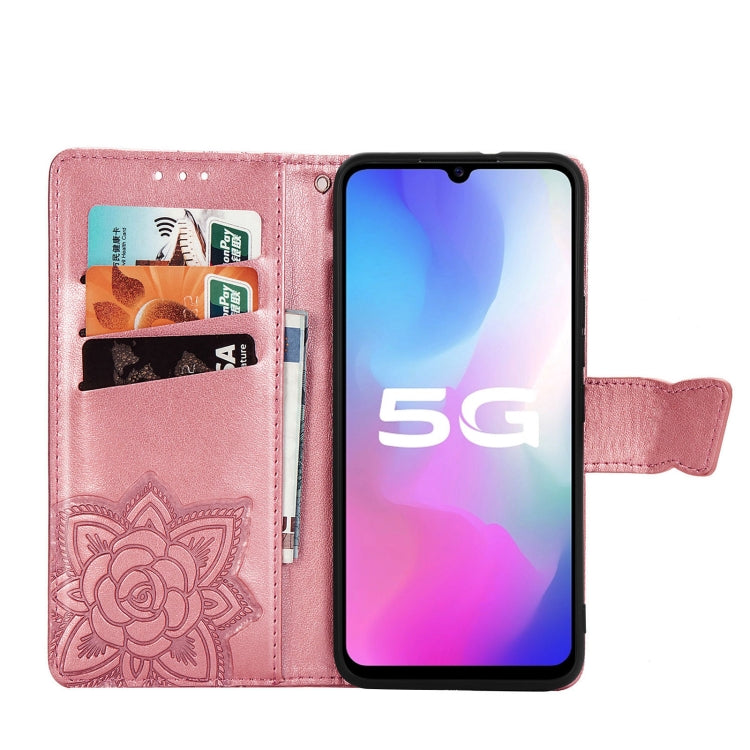 For vivo Y73s Butterfly Love Flower Embossed Horizontal Flip Leather Case with Bracket / Card Slot / Wallet / Lanyard